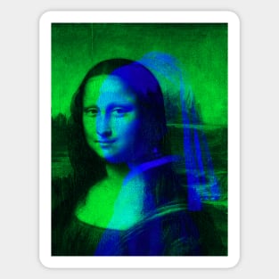 Mona Lisa with a Pearl Earring Interactive Green&Blue Filter By Red&Blue Sticker